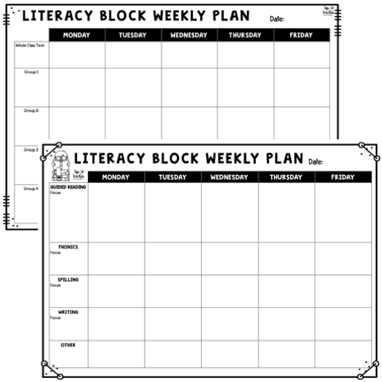 Literacy Block Planning Sheets Top Teacher