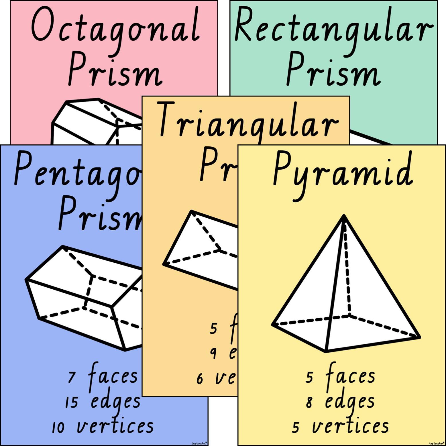 3D Object Property Posters Rainbow STATE FONTS - Top Teacher