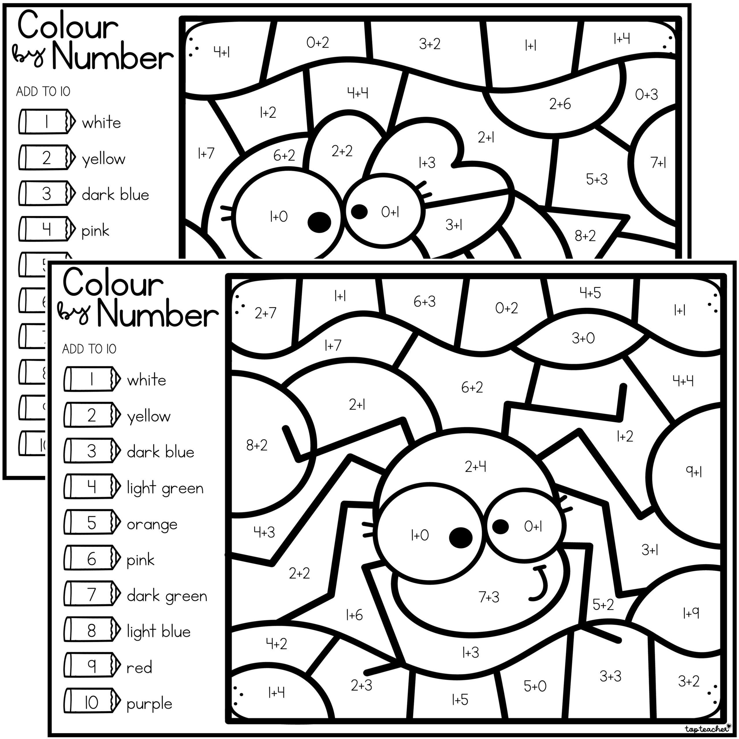 Colour by Number: Add to 10 - Top Teacher