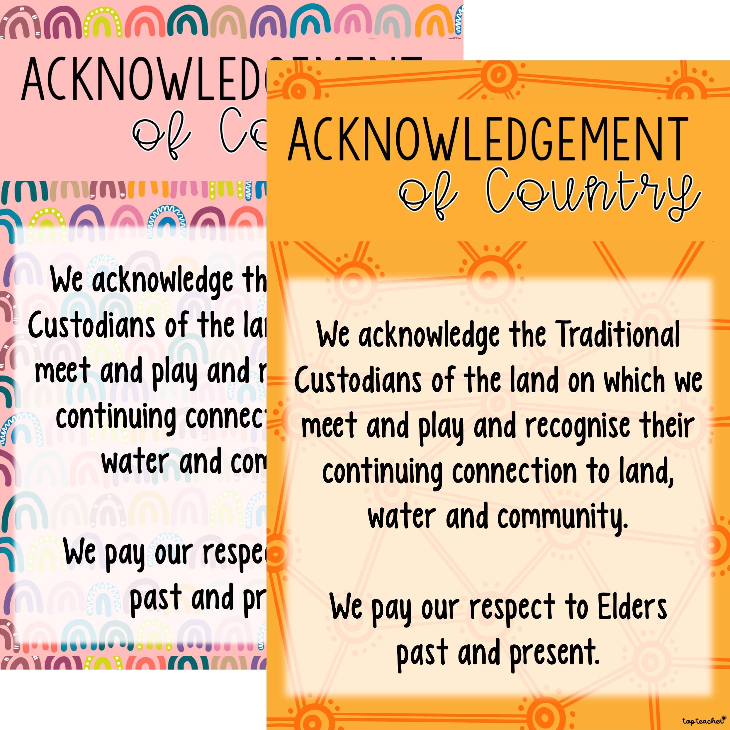Acknowledgement of Country Top Teacher