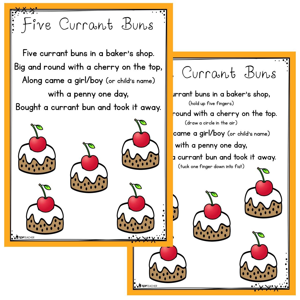 Five Currant Buns Rhyme Poster Top Teacher five-currant-buns-rhyme-poster-top-teacher
