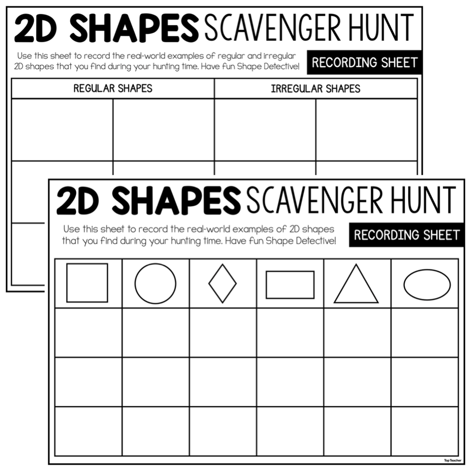 2D Shapes Scavenger Hunt - Top Teacher